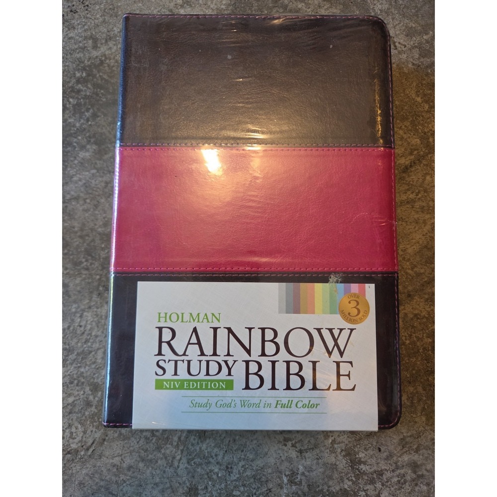 NIV Rainbow Study Bible Leather Touch by Holman Bible Study Color Brown/Magenta